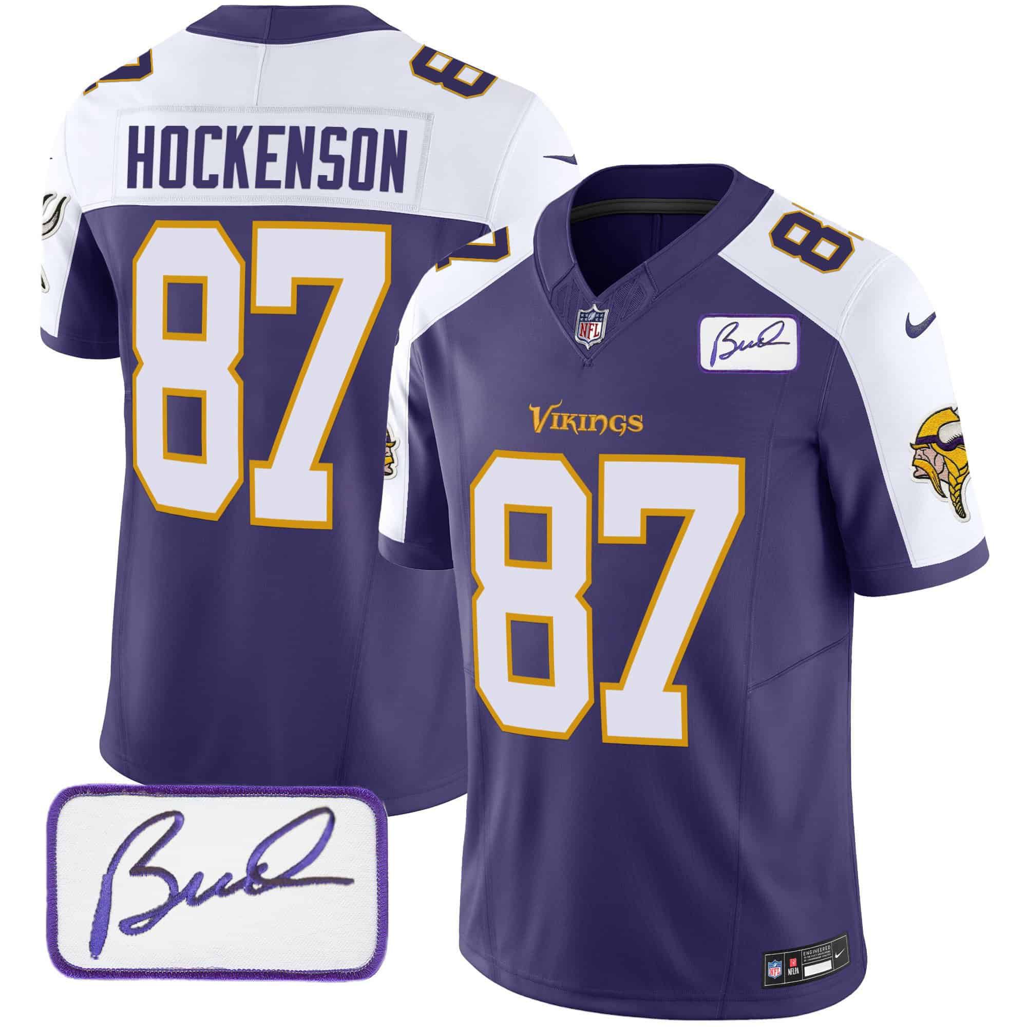Men Minnesota Vikings 87 Hockenson Purple 2024 Nike Bud Grant Patch Classic Limited NFL Jersey style 4